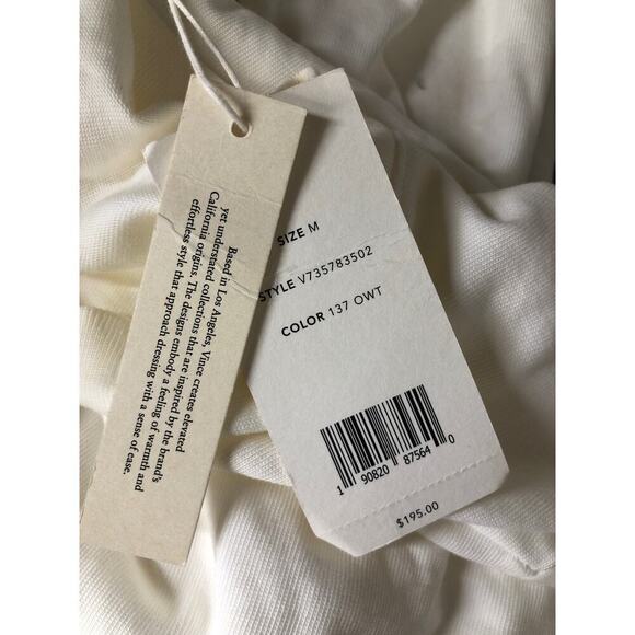 Vince Tie Waist T Shirt Dress Short Sleeve Cotton Mini Optic White NWT Medium - Picture 10 of 11